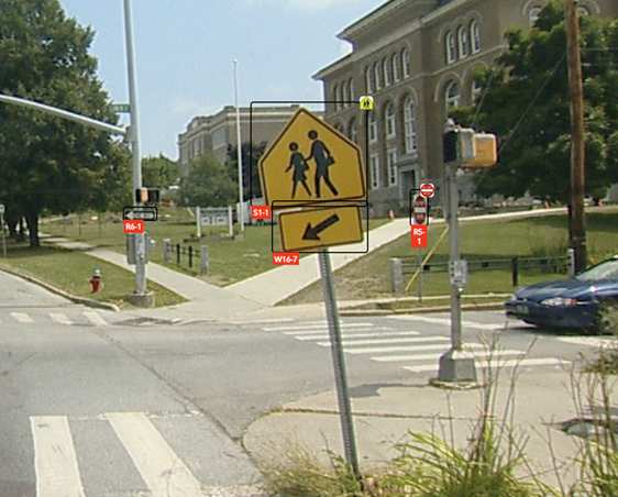 Change detection example on a roadway segment