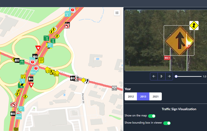 Interactive map with annotated road asset conditions
